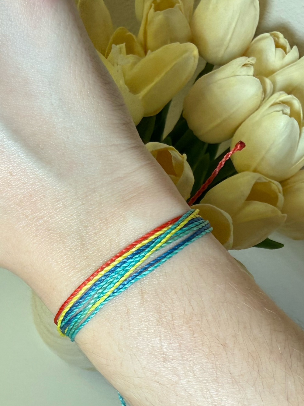 Pura Vida Multicolor Rainbow String Bracelet - Red, Yellow, Green, Blue